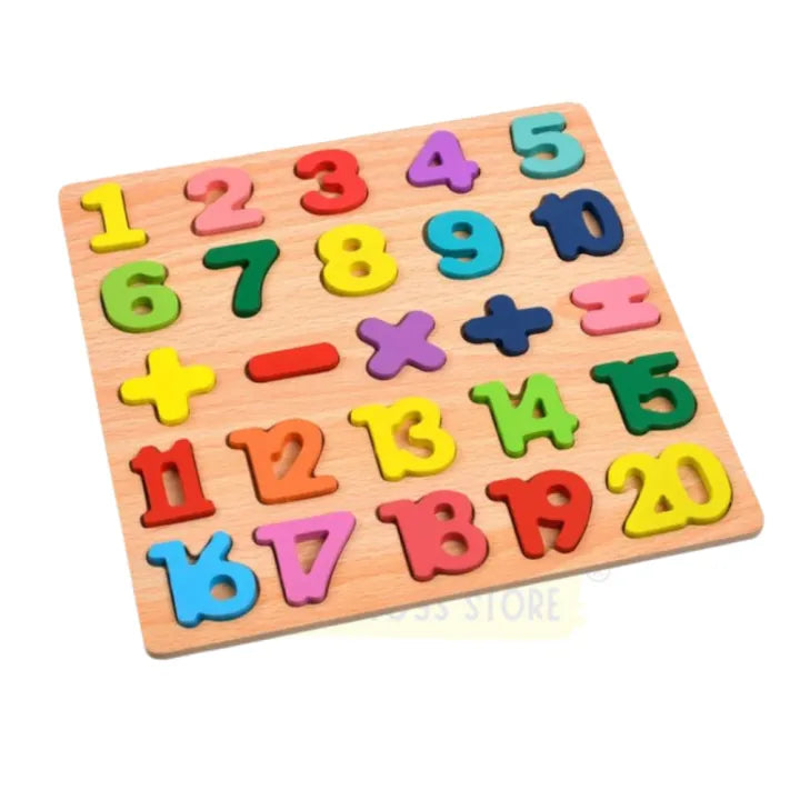 Alphabet & Number Wooden Puzzle Board-Montessori Matching Game