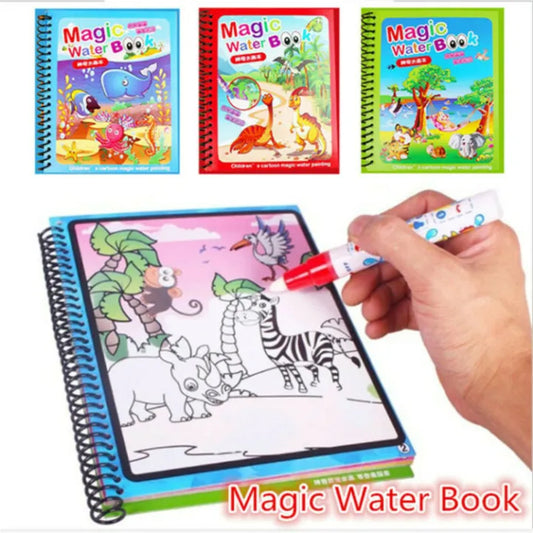 Magic Water Drawing Book, Reusable Doddle with Pen for Kids