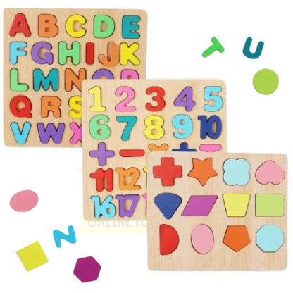 Alphabet & Number Wooden Puzzle Board-Montessori Matching Game