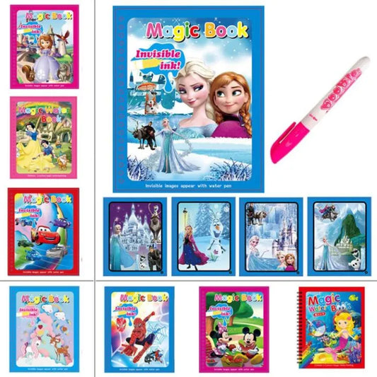 Magic Water Drawing Book, Reusable Doddle with Pen for Kids
