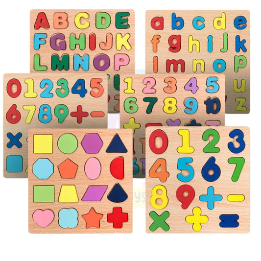 Alphabet & Number Wooden Puzzle Board-Montessori Matching Game