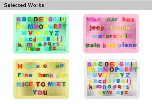 Educational Peg Board For Learning English Alphabets Pin Board Kids Spelling