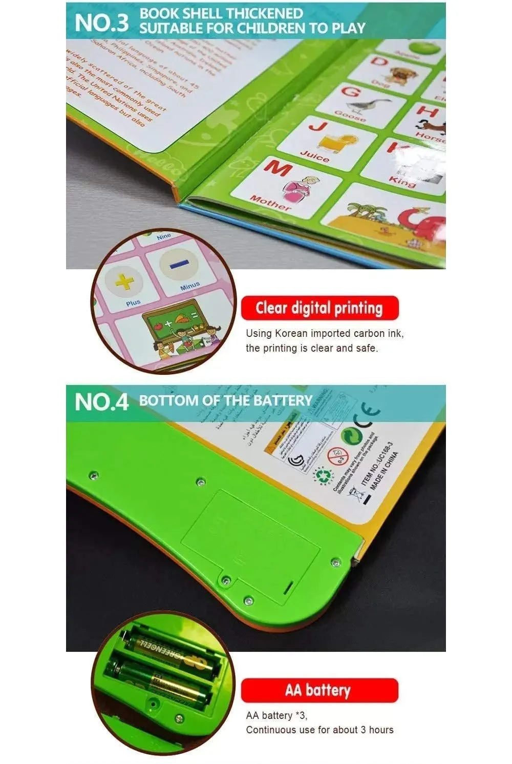My English E-Book for Kids - Learning Book with Sound, Educational English Reading Book - Alphabets, Numbers, Animals, Fruits, shapes, Vehicles & Colors