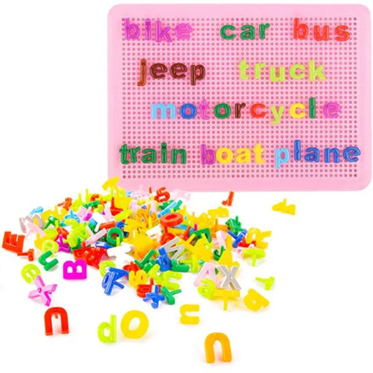 Educational Peg Board For Learning English Alphabets Pin Board Kids Spelling